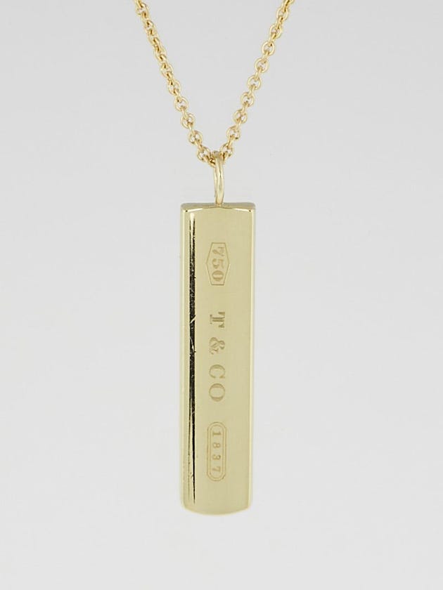 Tiffany & Co. 18K Gold 1837 Bar Pendent Necklace