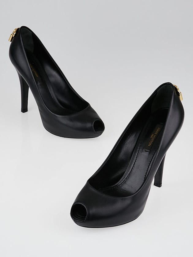 Louis Vuitton Black Smooth Leather Oh Really! Open Toe Pumps 6.5/37