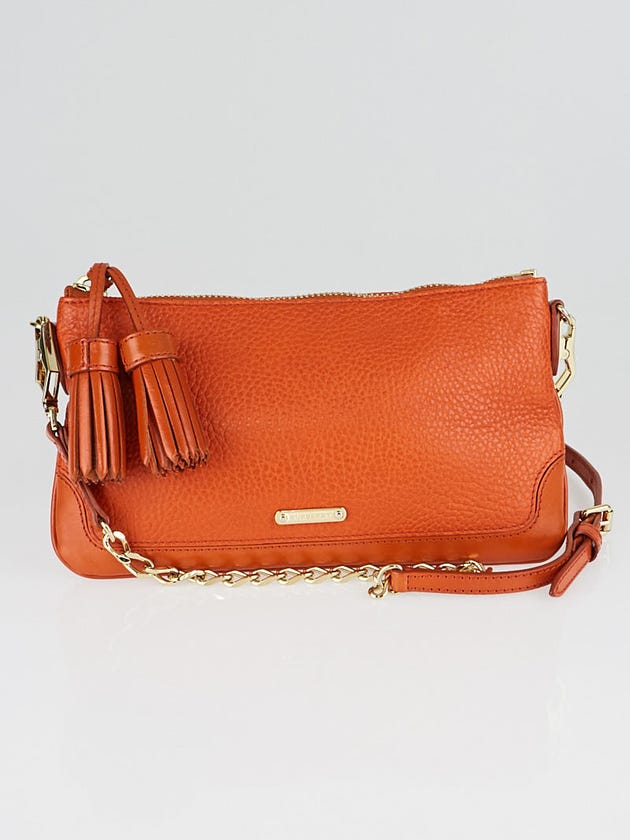 Burberry Burnt Amber Leather Tassel Peyton Crossbody Bag