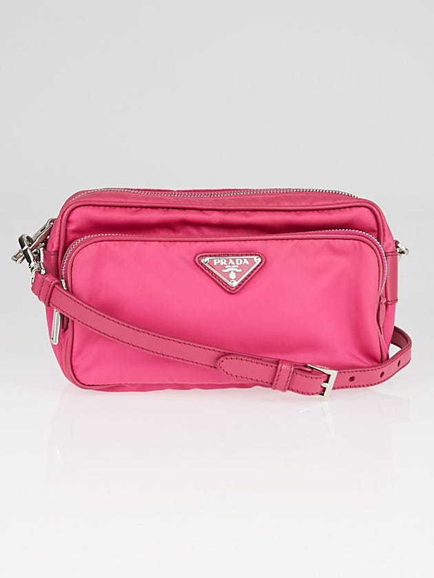 Prada Pink Tessuto Nylon and Leather Messenger Bag BT1010