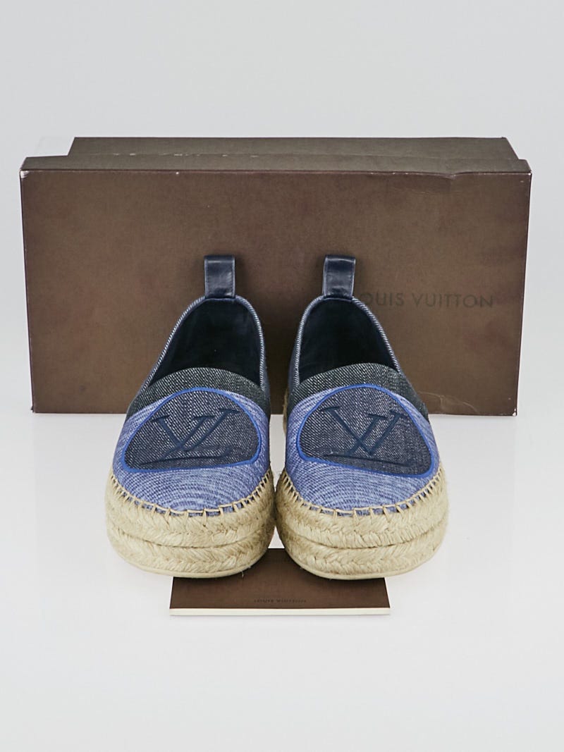 Louis Vuitton Blue Denim Postcard Espadrille Flats Size8.5/39 - Yoogi's  Closet