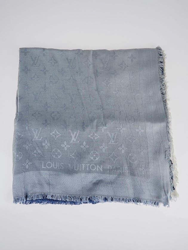 Louis Vuitton Blue Monogram Gradient Silk/Wool Sunrise Shawl Scarf