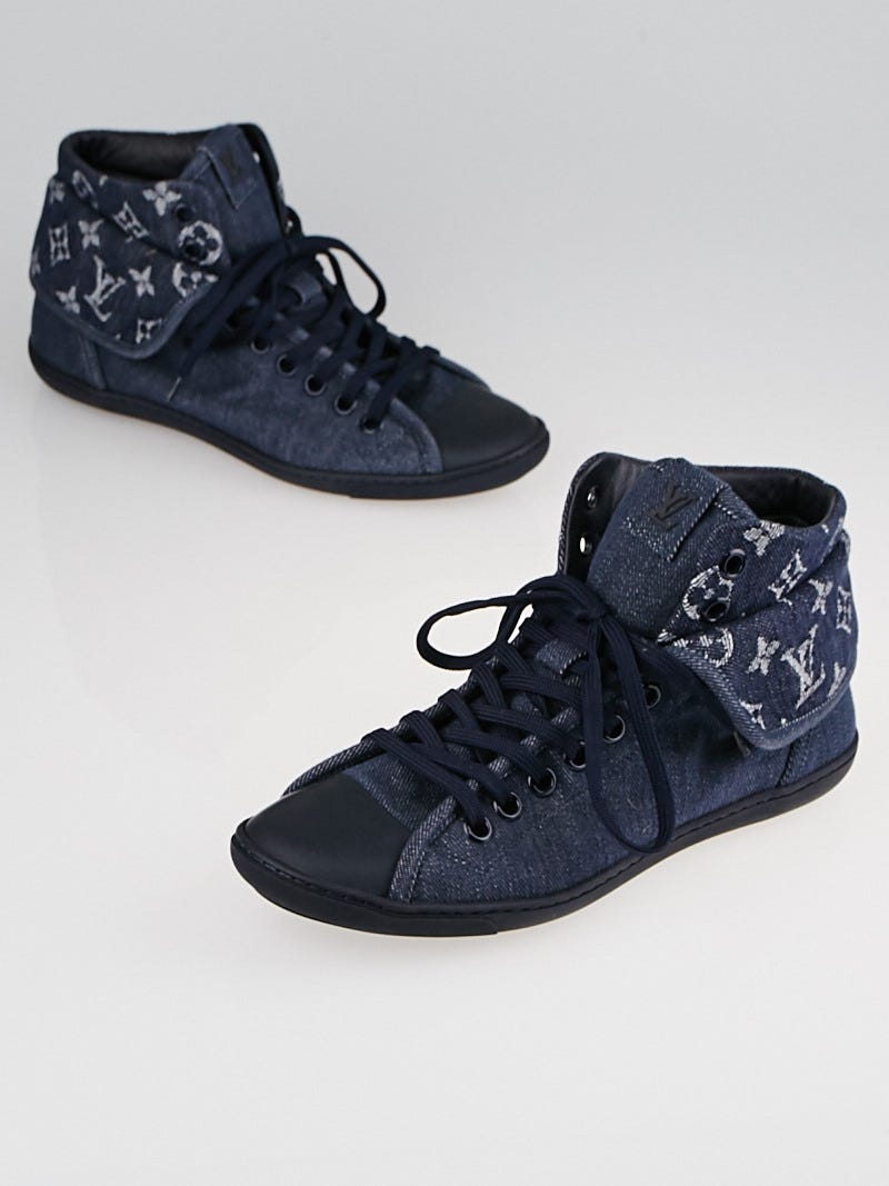 Louis Vuitton Blue Monogram Denim High Top Lace Up Brea Sneakers - Yoogi's  Closet