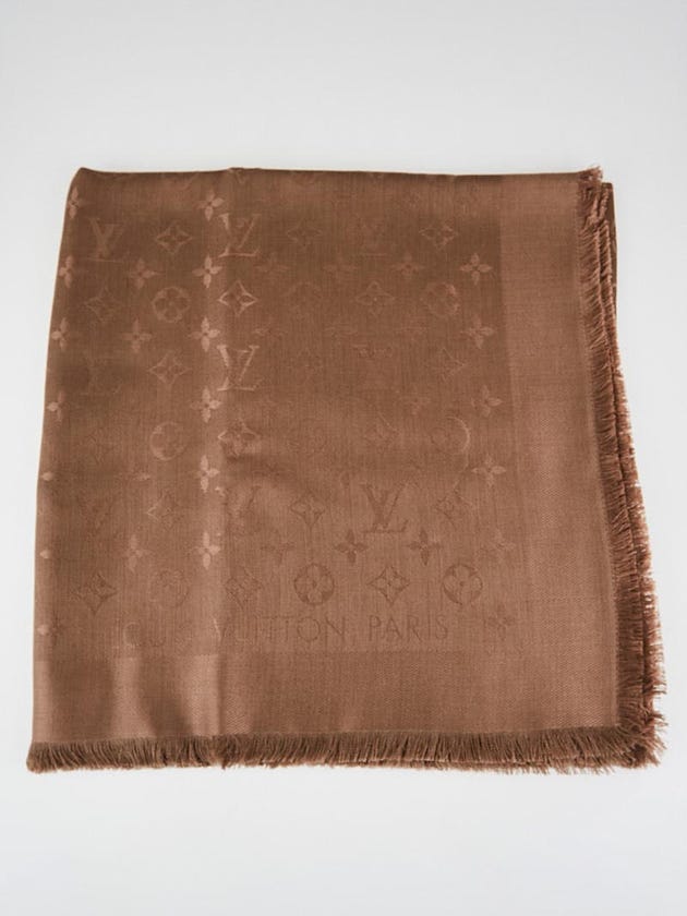 Louis Vuitton Brown Monogram Silk/Wool Shawl Scarf