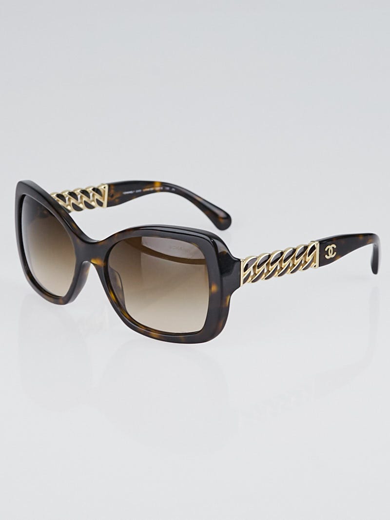Chanel Tortoise Shell Square Frame Chain-Link Sunglasses-5305 - Yoogi's  Closet
