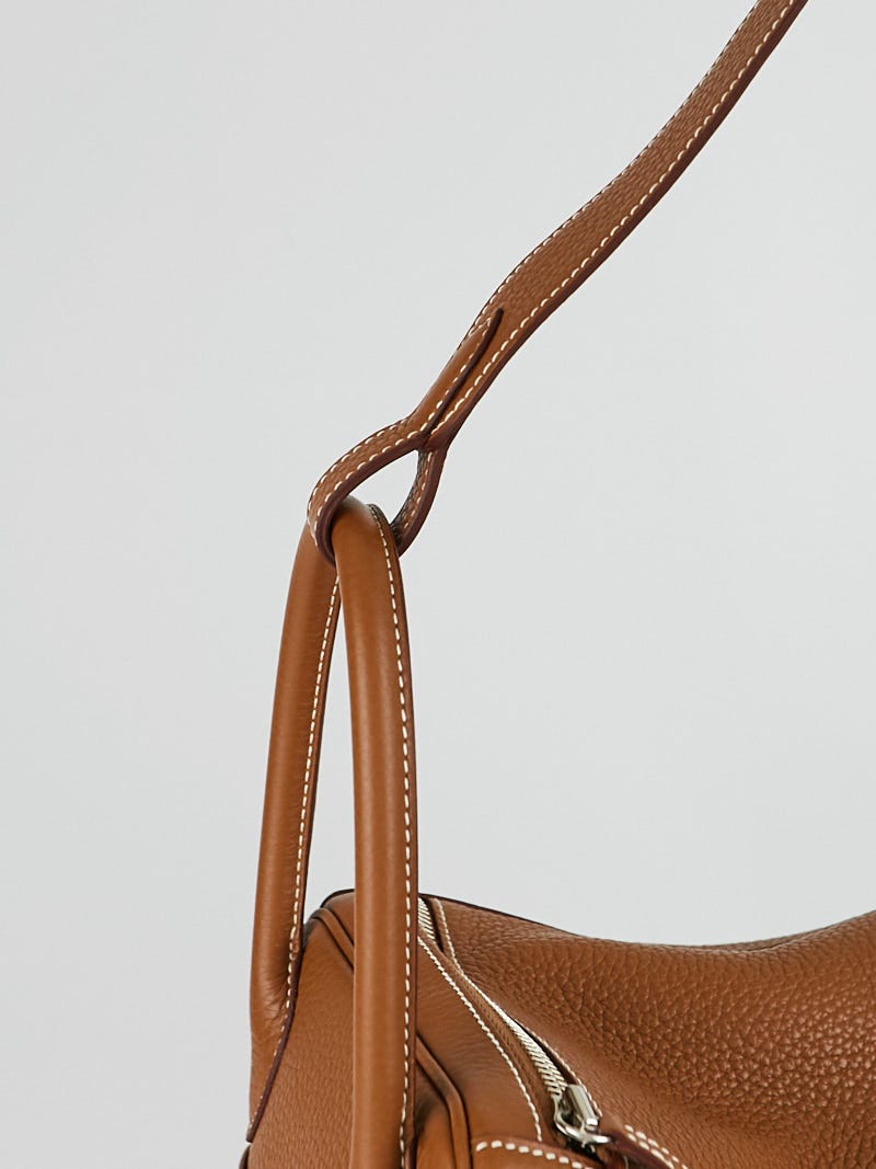 Hermès Hermes Lindy 30cm Gold Color Clemence Leather with Palladium Hardware  Caramel ref.16858 - Joli Closet