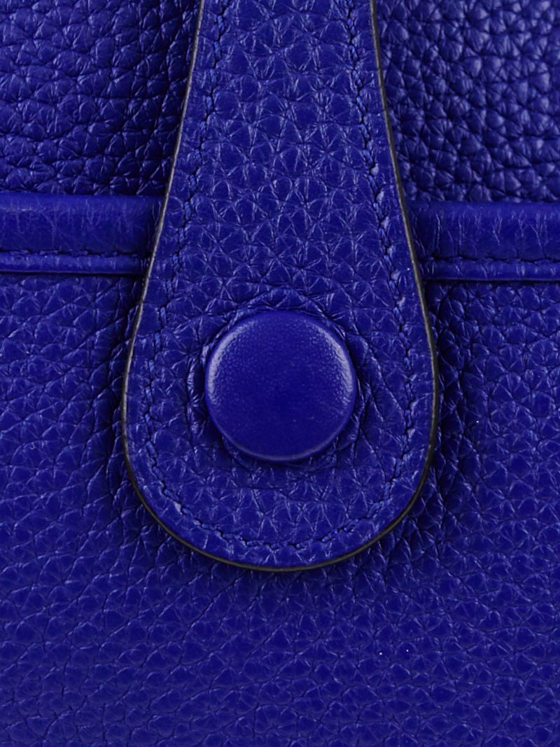 Hermes Electric Blue Clemence Leather Evelyne III PM Bag - Yoogi's
