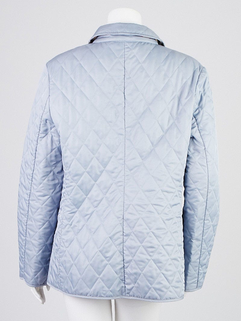 Burberry London Blue Diamond Quilted Polyester Jacket Size M