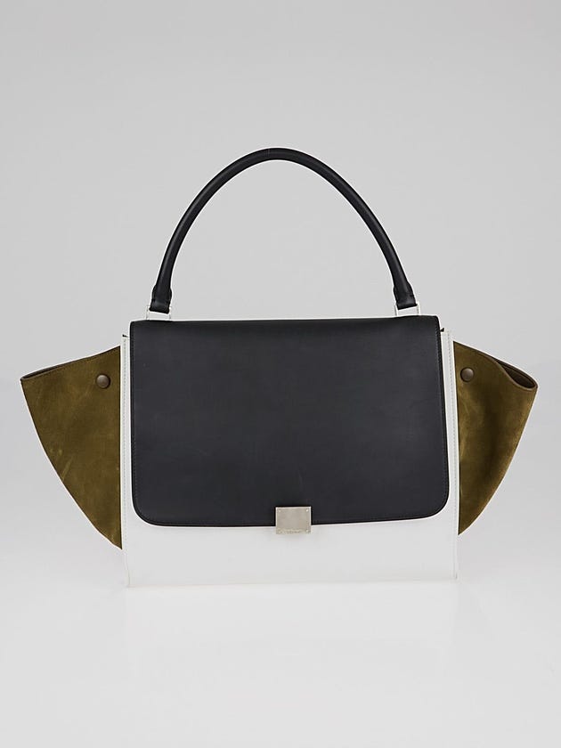 Celine Tri-Color Smooth Leather and Suede Large Trapeze Bag