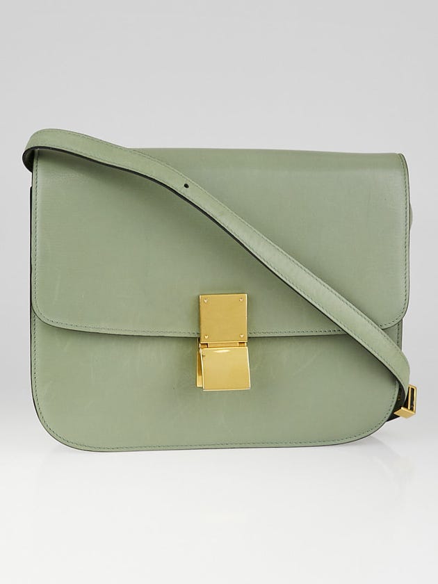 Celine Green Calf Leather Medium Classic Box Flap Bag