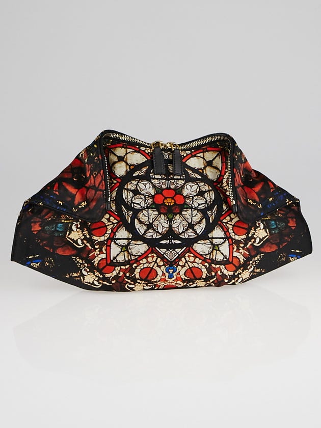 Alexander McQueen Black/Red Printed Silk De Manta Clutch Bag