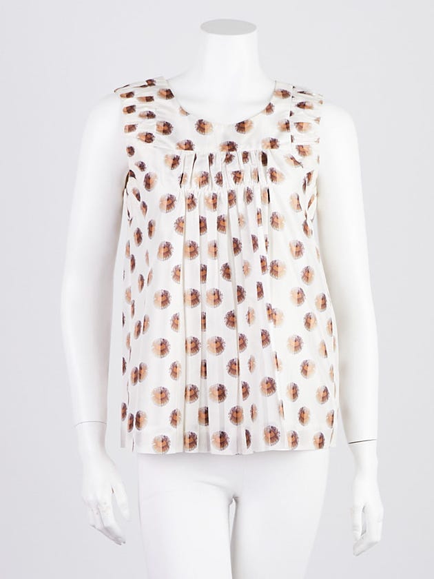Chloe White/Brown Silk Sleeveless Blouse Size 4/36