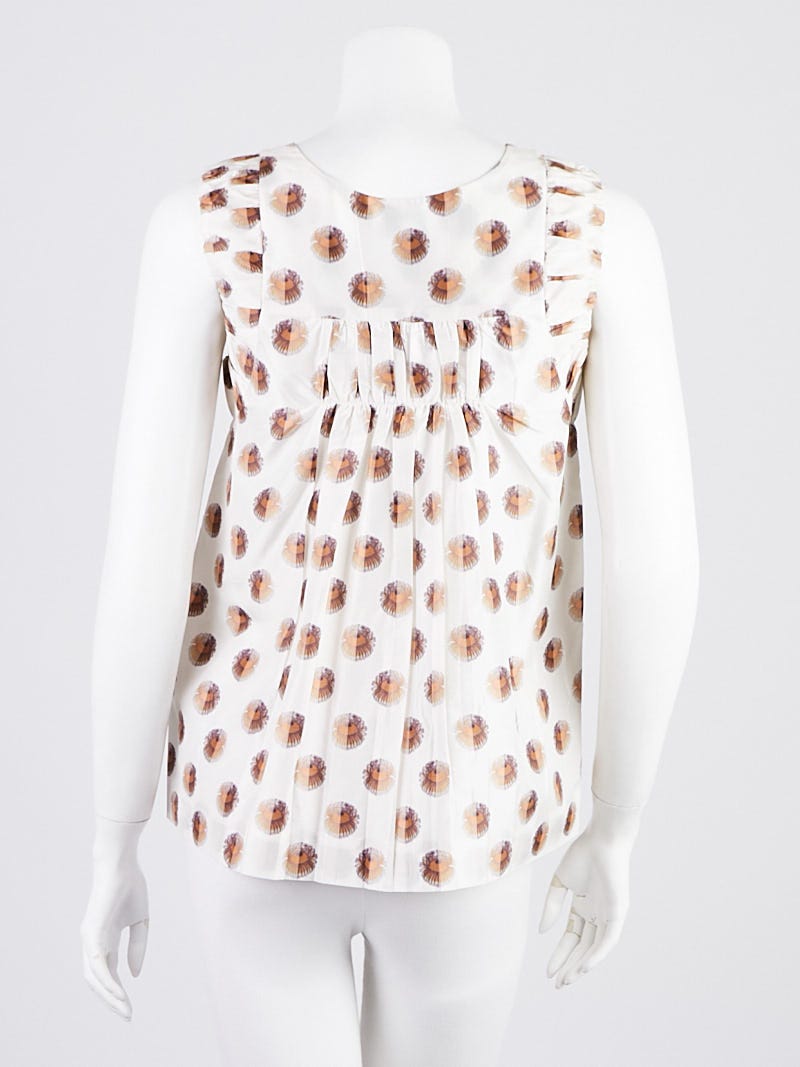 Chloe White/Brown Silk Sleeveless Blouse Size 4/36