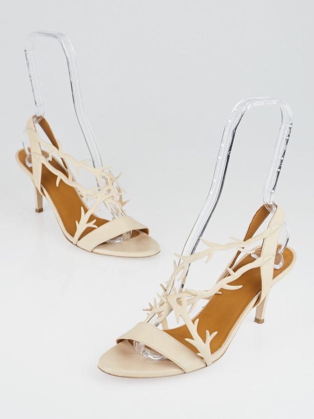 Balenciaga Beige Leather Slingback Sandals Size 8.5/39