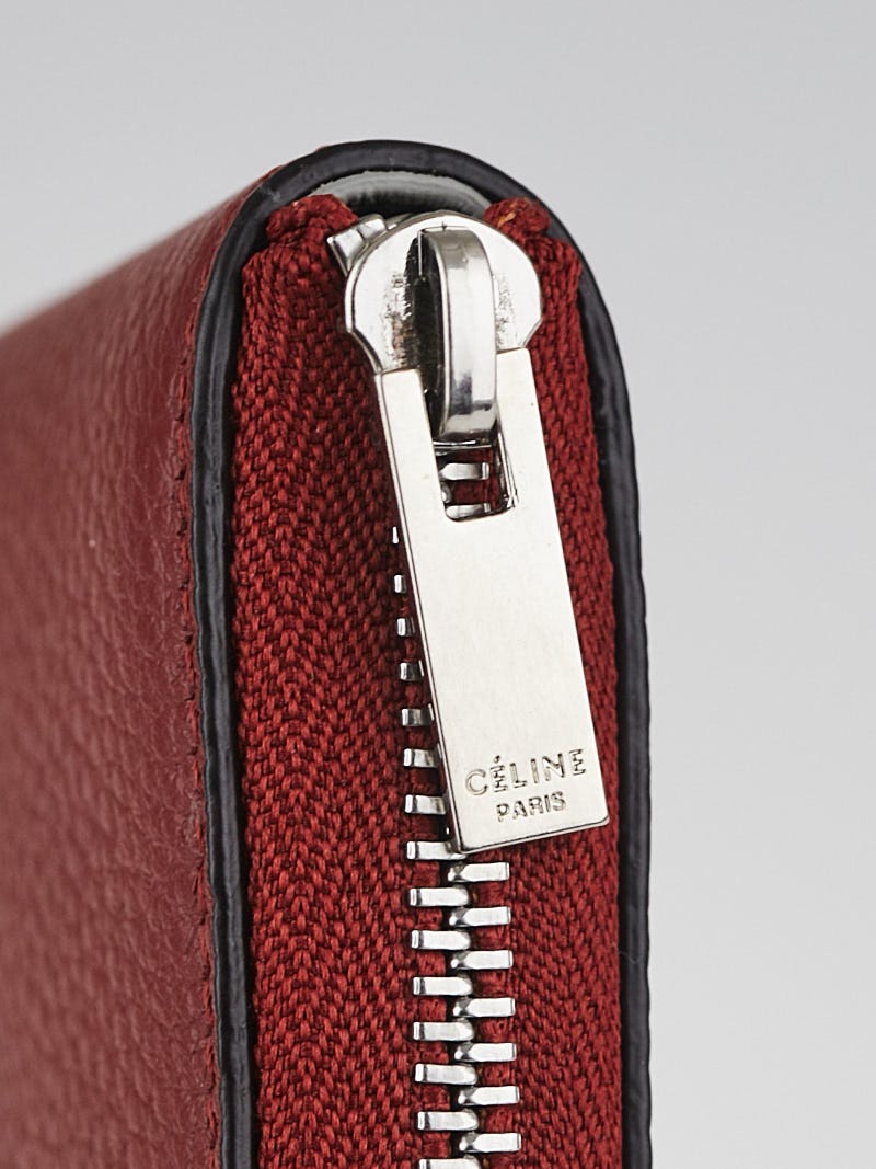 Celine Red Leather Medium Zip Around Wallet - Yoogi's Closet