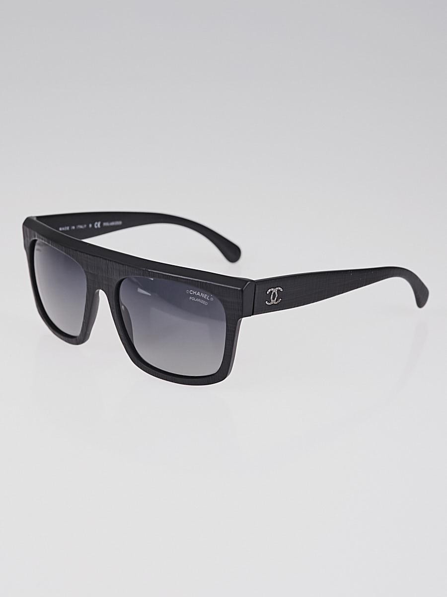 Chanel Black Texture Acetate Havana CC Logo Sunglasses-5333 - Yoogi's Closet