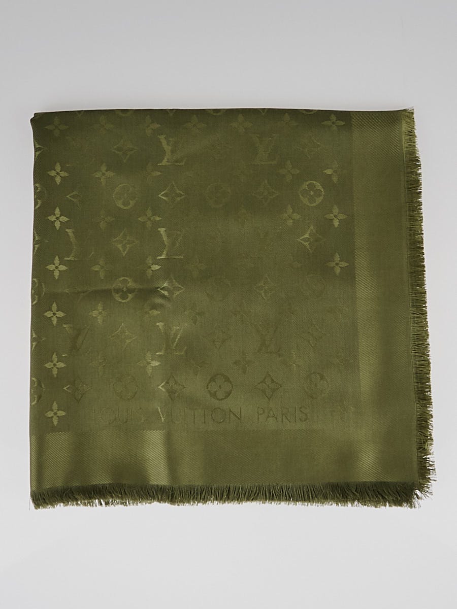 Louis Vuitton - Emerald Green Silk & Wool Blend Monogram Shawl