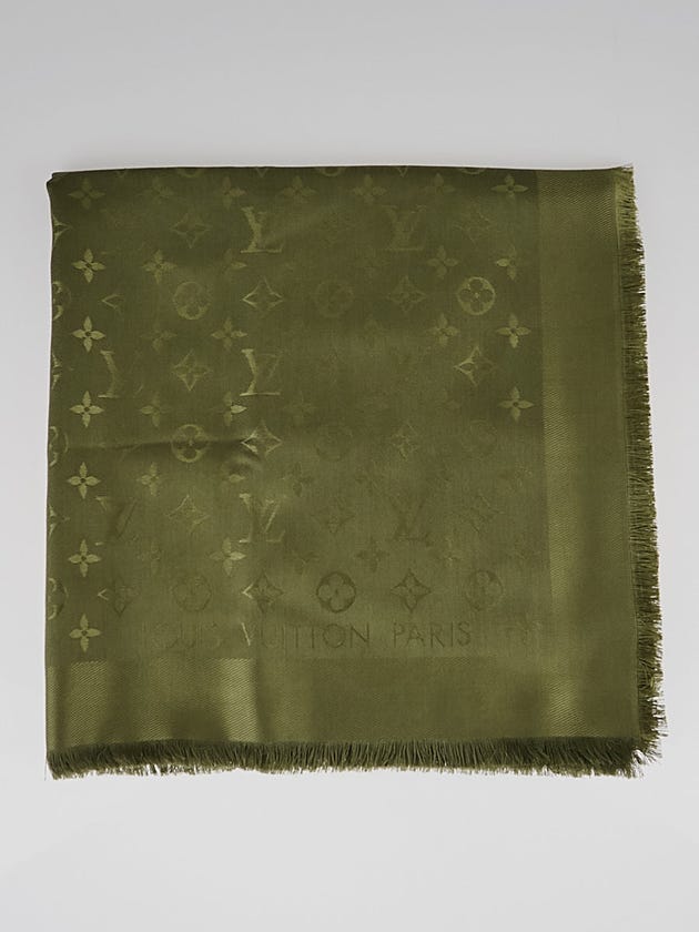 Louis Vuitton Green Monogram Silk/Wool Shawl Scarf