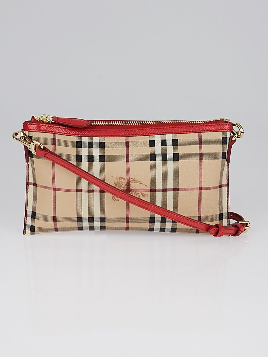 BURBERRY Haymarket Check Coated Canvas Peyton Crossbody Bag