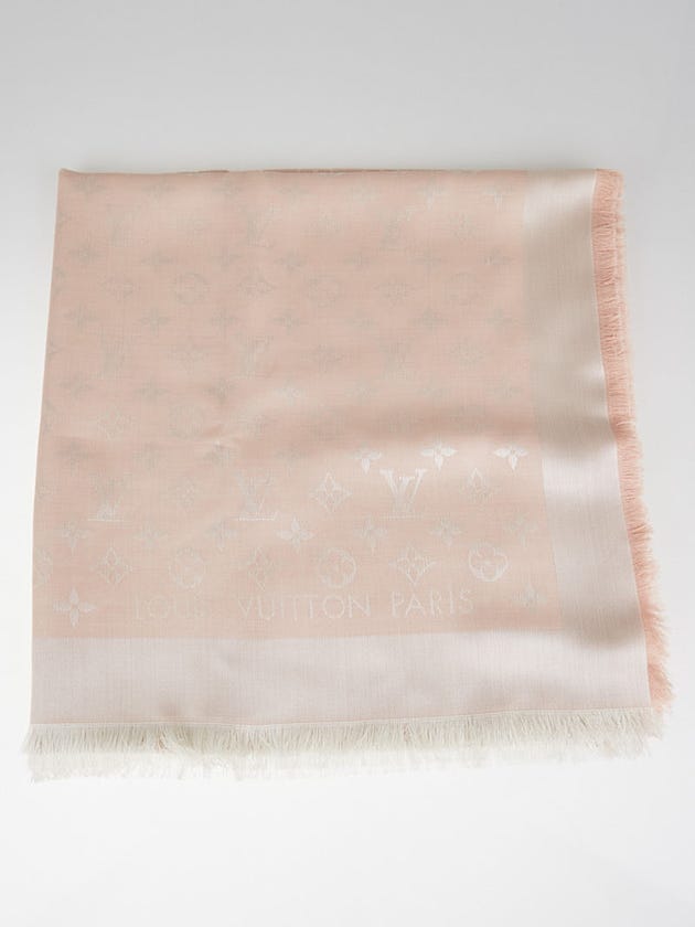 Louis Vuitton Pink Monogram Silk/Wool Shawl Scarf