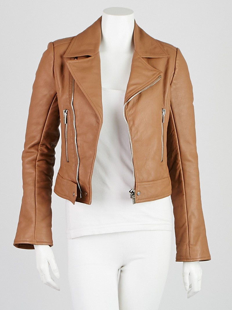 Balenciaga  Jackets  Coats  Balenciagabrown Leather Moto Jacket   Poshmark