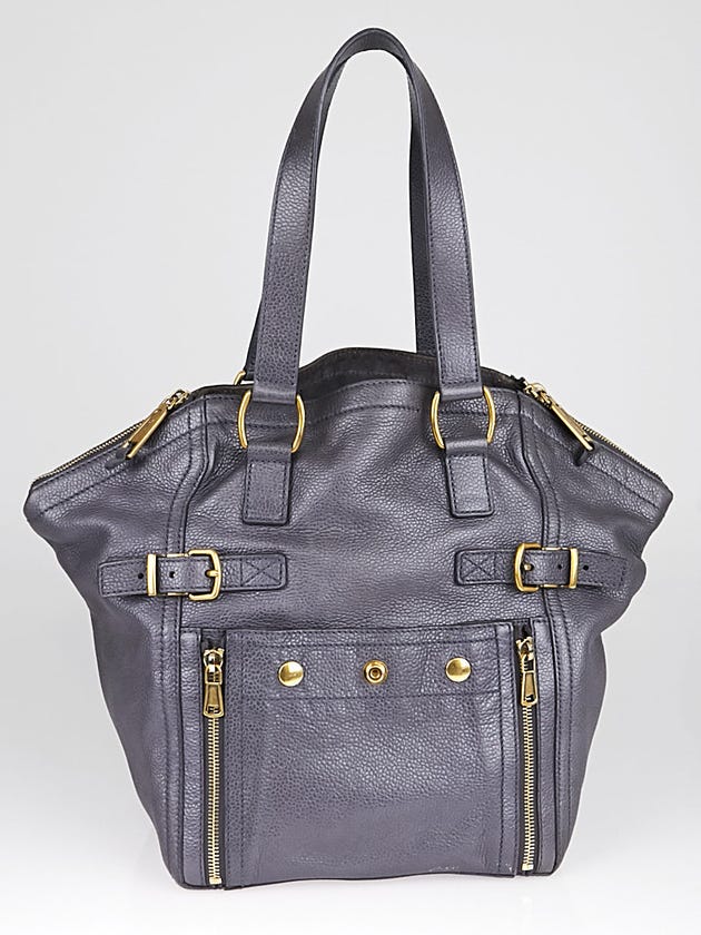 Yves Saint Laurent Grey Textured Leather Small Downtown Tote Bag