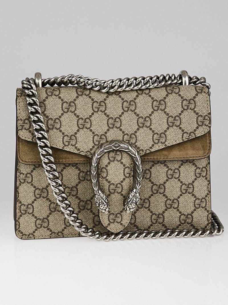 Gucci Mini Gg Supreme Shoulder Bag In Beige Ebony/ Taupe