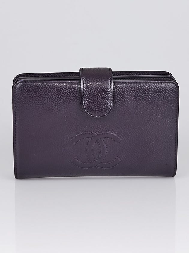 Chanel Purple Caviar Leather French Purse Wallet