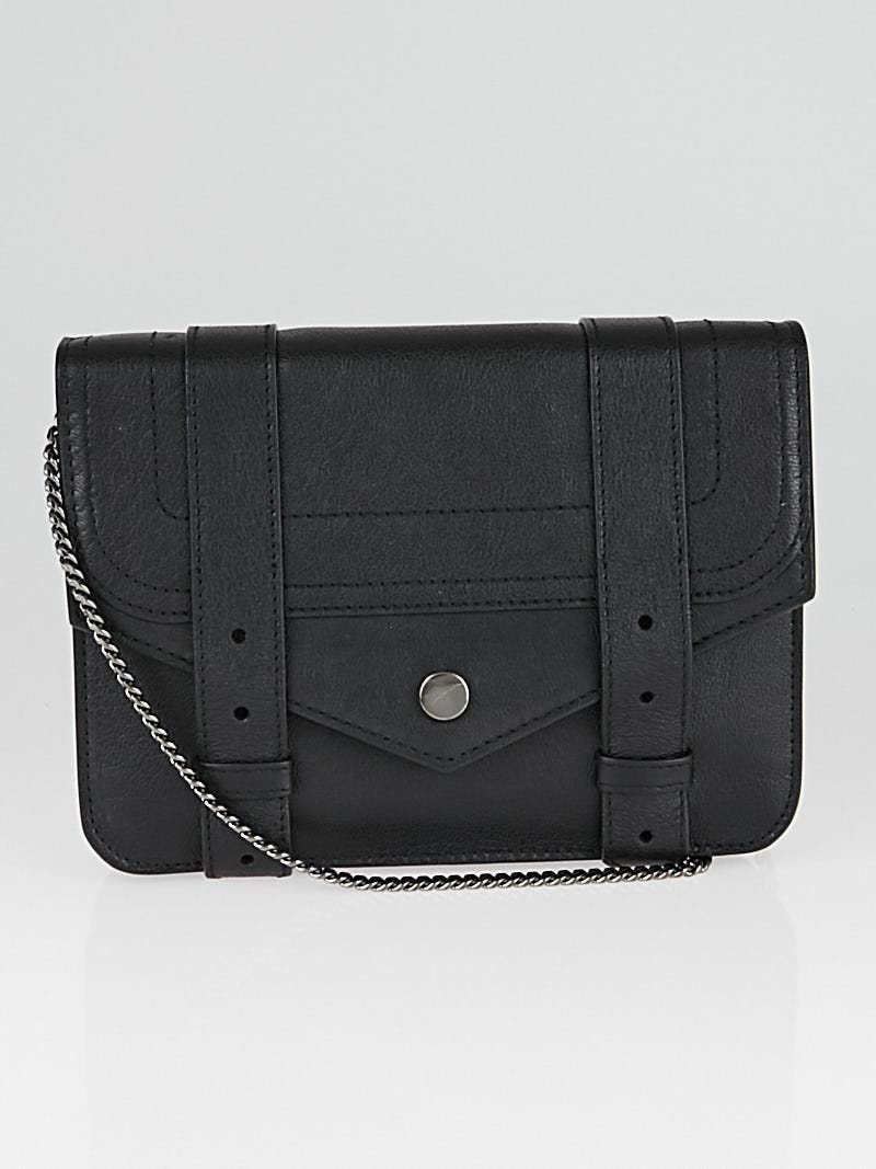 Proenza Schouler Black Leather PS1 Large Wallet on a Chain Bag