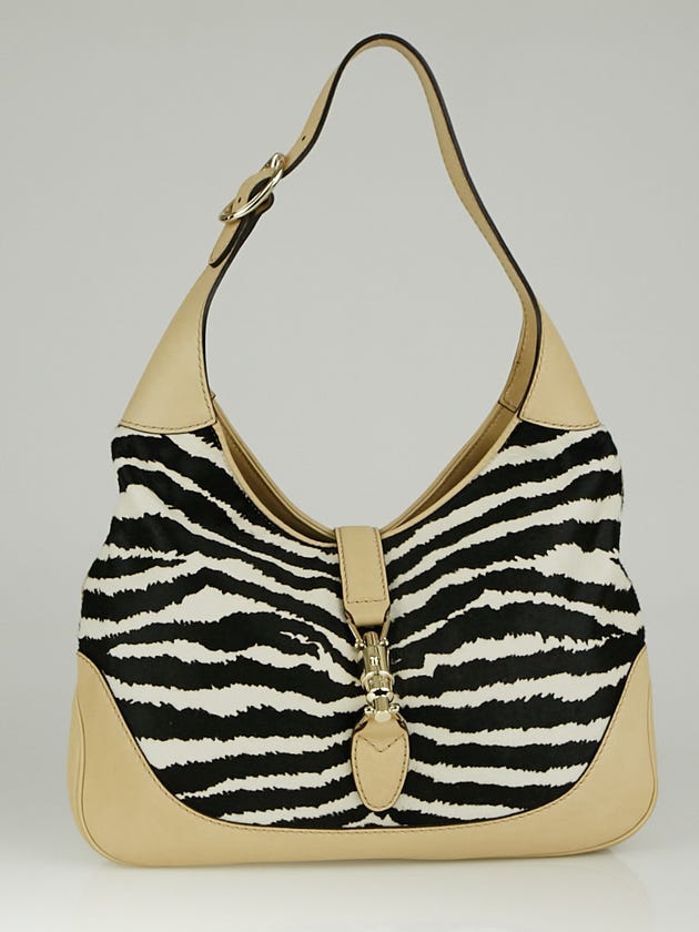 Gucci Tiger Stripe Pony Hair Medium Jackie Hobo Bag
