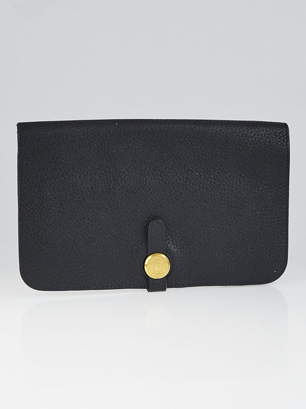 Hermes Black Clemence Leather Dogon Combine Wallet