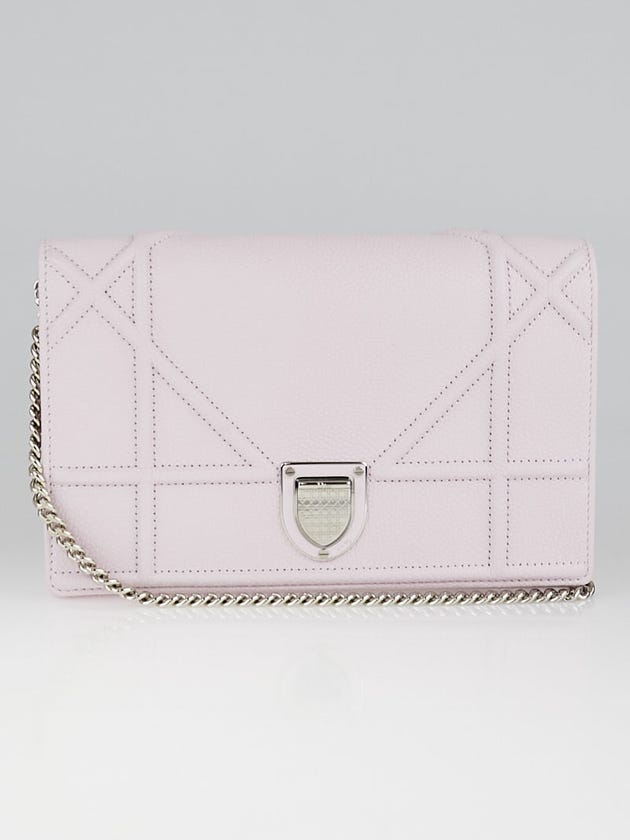 Christian Dior Light Pink Grained Leather Diorama Wallet on Chain Bag