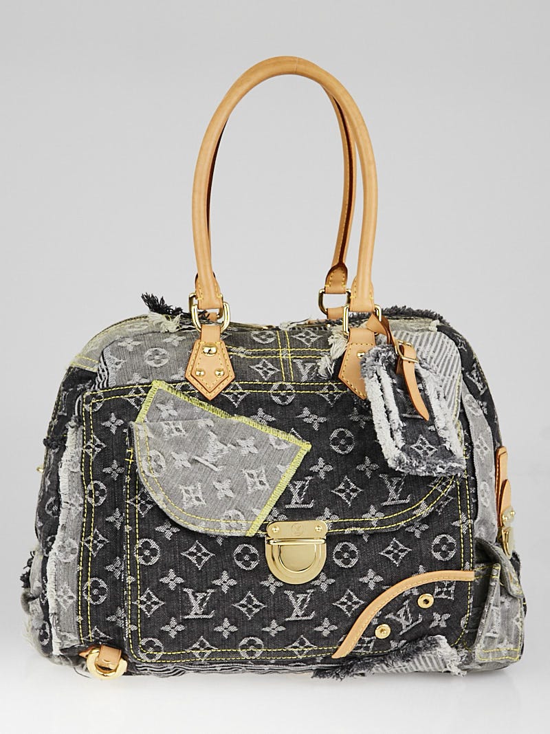 Authentic Louis Vuitton Limited Edition Black Monogram Denim Patchwork  Speedy 30 Handbag