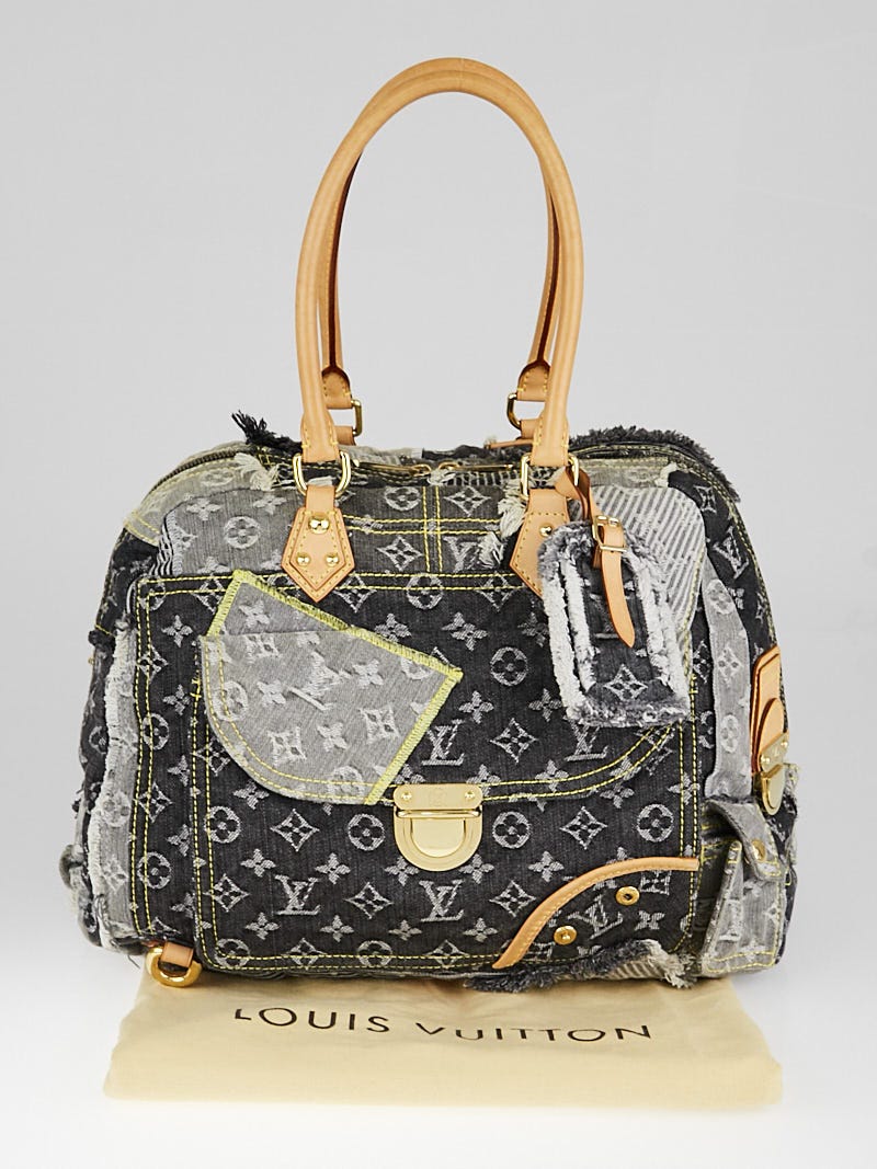 Louis Vuitton Limited Edition Grey Denim Monogram Denim Patchwork Bowly Bag  - Yoogi's Closet