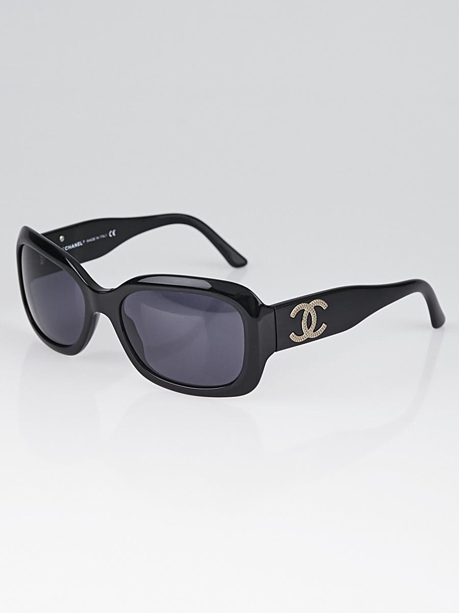 Chanel Black Frame Silver CC Logo Detail Sunglasses