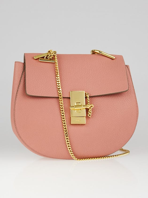 Chloe Misty Rose Pebbled Leather Small Drew Bag