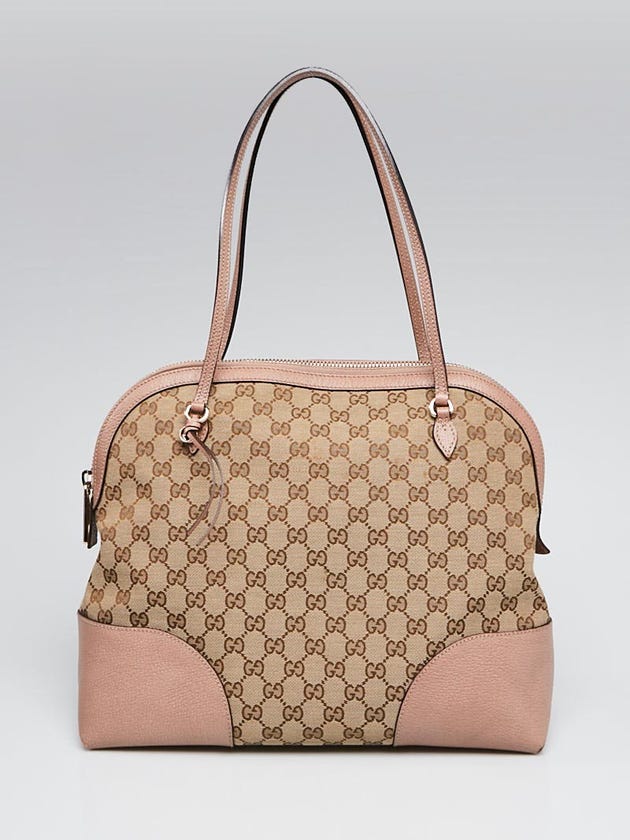 Gucci Beige/Pink GG Canvas Bree Tote Bag