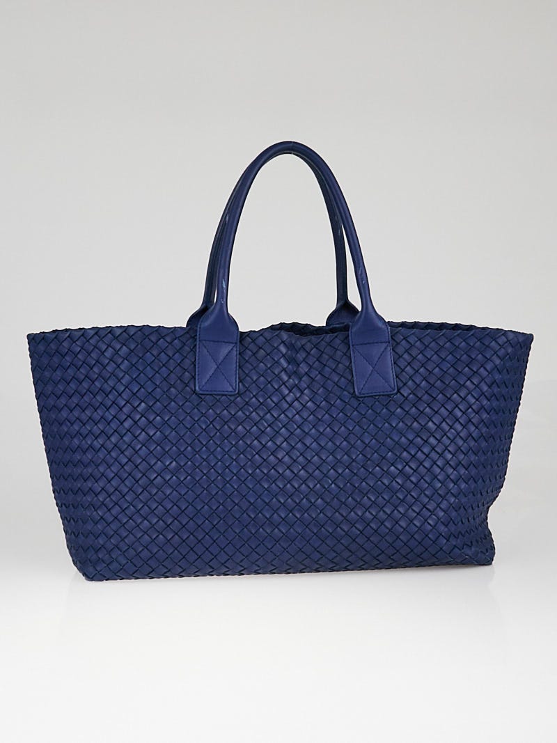 Bottega Veneta Intrecciato Leather Shoulder Bag Cobalt Silver