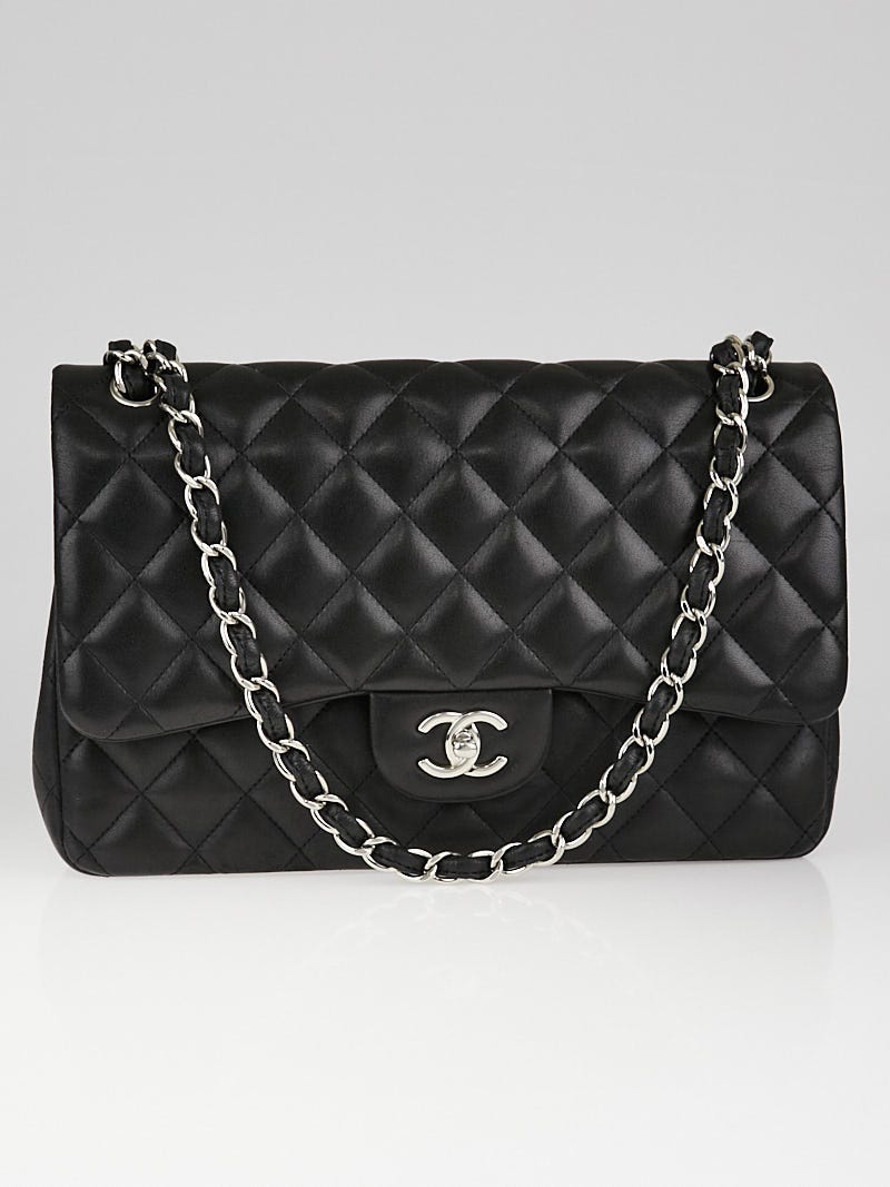 Chanel Black Quilted Lambskin Leather Classic Jumbo Double Flap Bag - Yoogi's  Closet