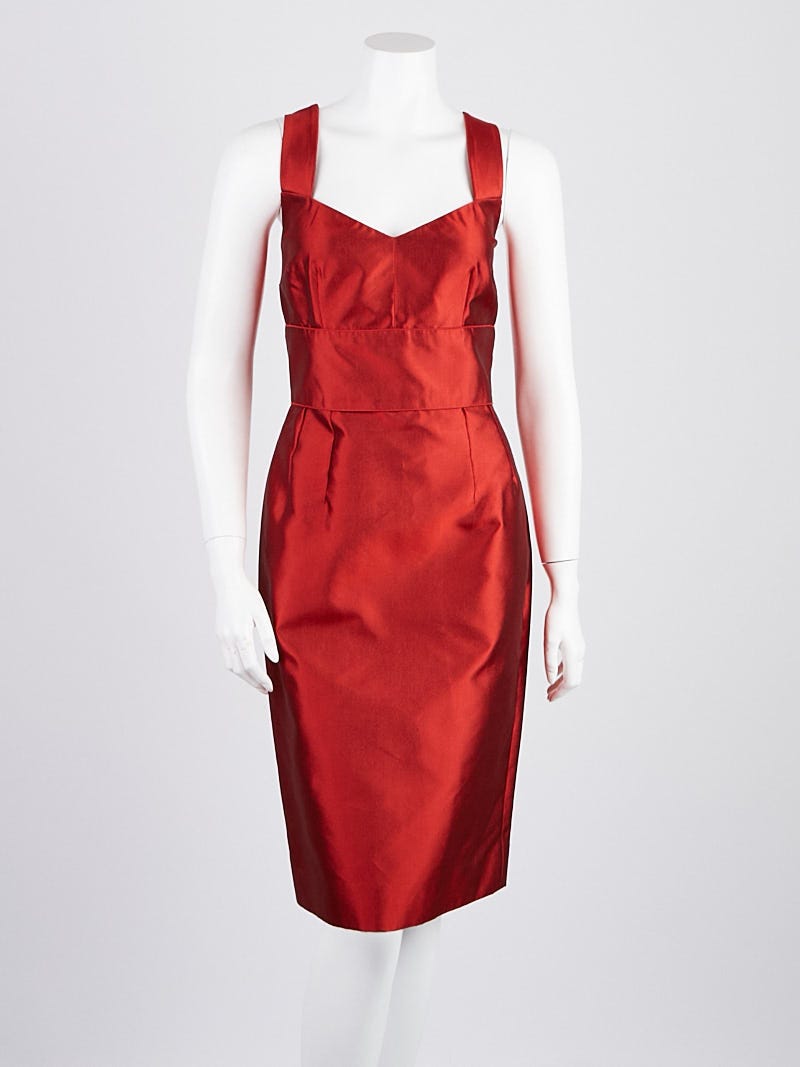 Dolce & Gabbana Red Silk Sleeveless Dress Size 10/44