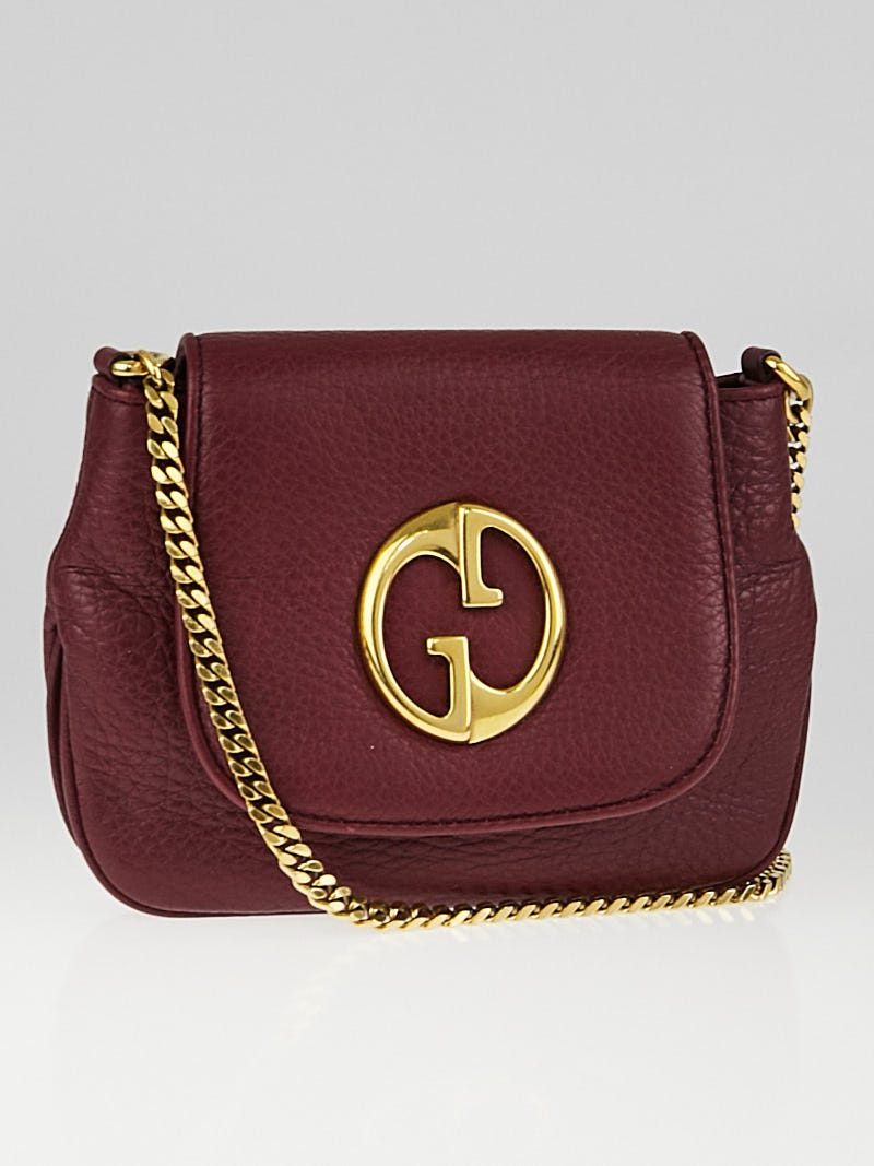 Gucci Burgundy Pebbled Leather '1973' Small Shoulder Bag | Yoogi's