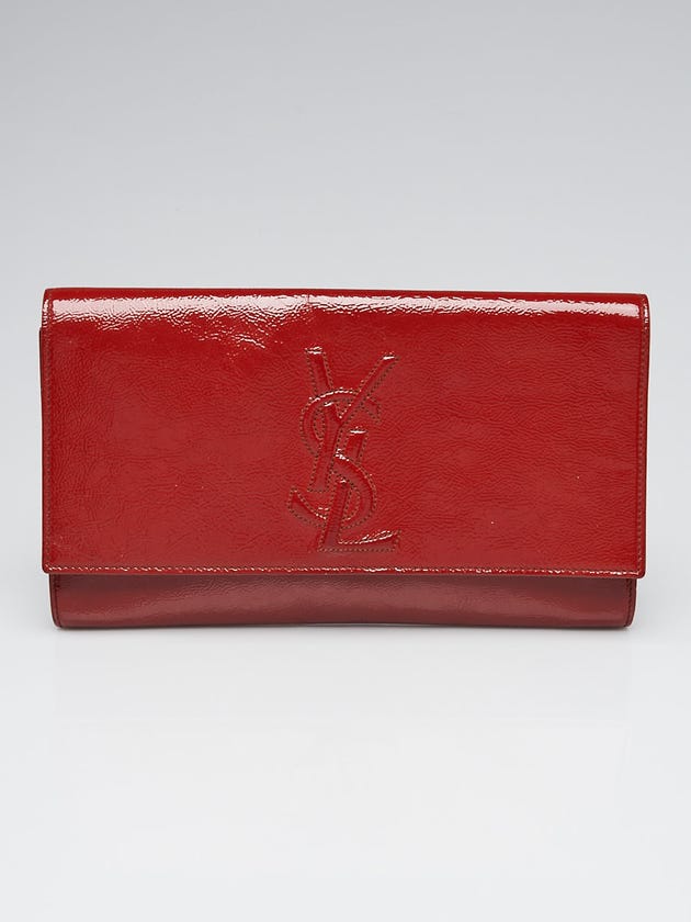 Yves Saint Laurent Dark Orange Patent Leather Belle de Jour Large Clutch Bag