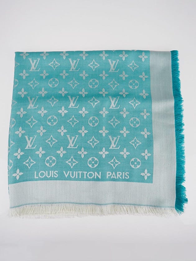 Louis Vuitton Bleu Lagon Monogram Silk/Wool Shawl Scarf