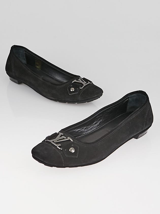 Louis Vuitton Black Suede Ballerina Flats Size 9.5/40