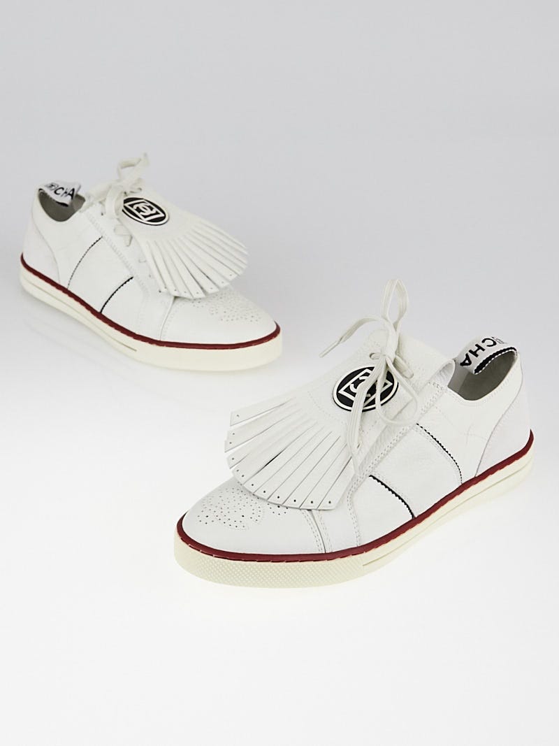 Chanel White Leather Tassel CC Sneakers 