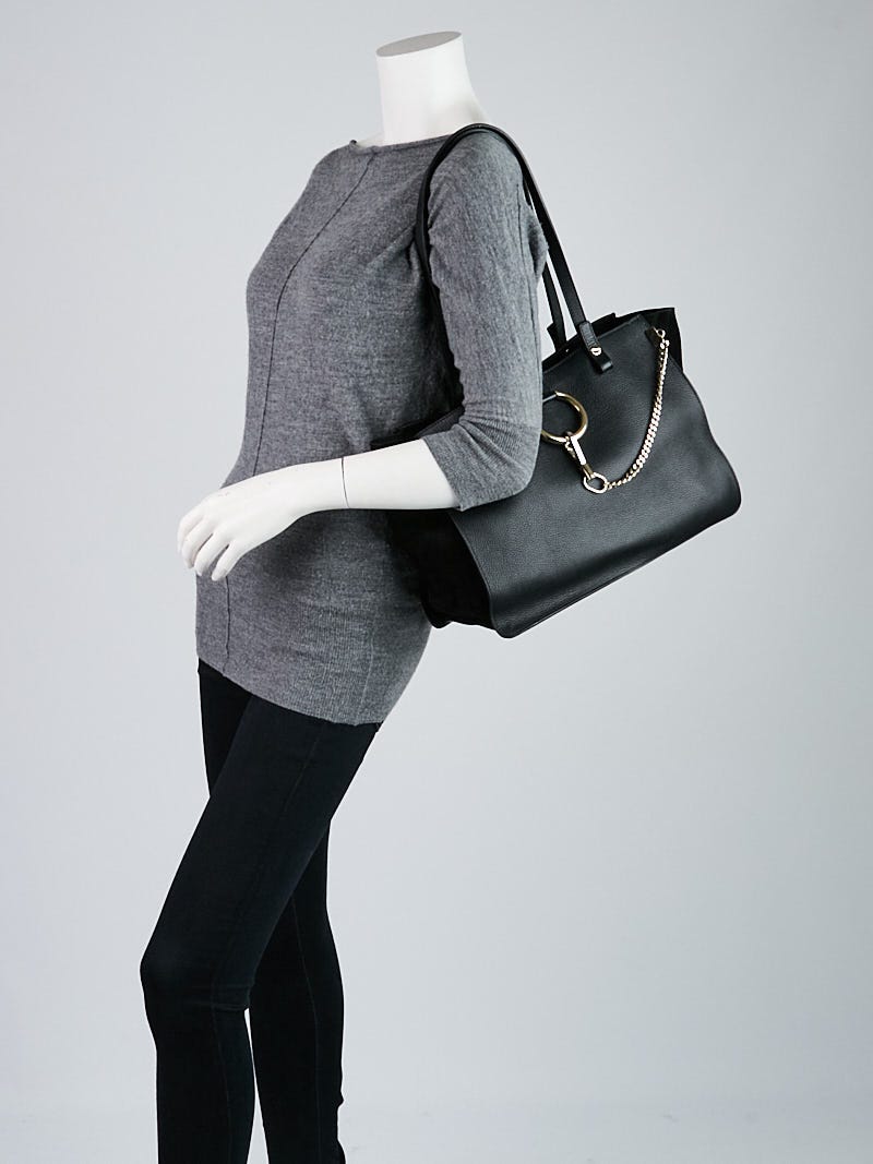 CHLOÉ Small Faye Tote in Black Suede and Leather