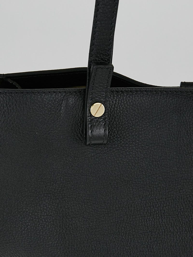 トートバッグ Chloe Black Leather Large Shopping Bag Chloe Large Vintage Black Leather Zip Top Tote w/Padlock
