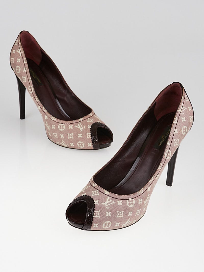 Louis Vuitton Sepia Monogram Mini Lin Ankle Wrap Pumps Size 9.5/40