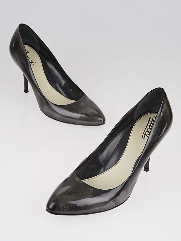 Gucci Black Distressed Patent Leather Heels 9/39.5