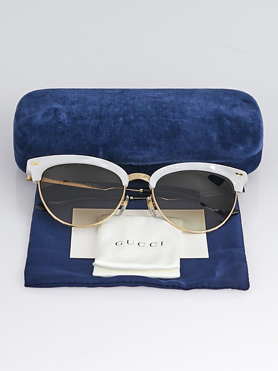 Authentic Brand New GUCCI Ivory Double G Logo Cat-Eye Sunglasses w/case & cloth. Double G cat-eye sunglasses in gold - Gucci | Mytheresa main image 2